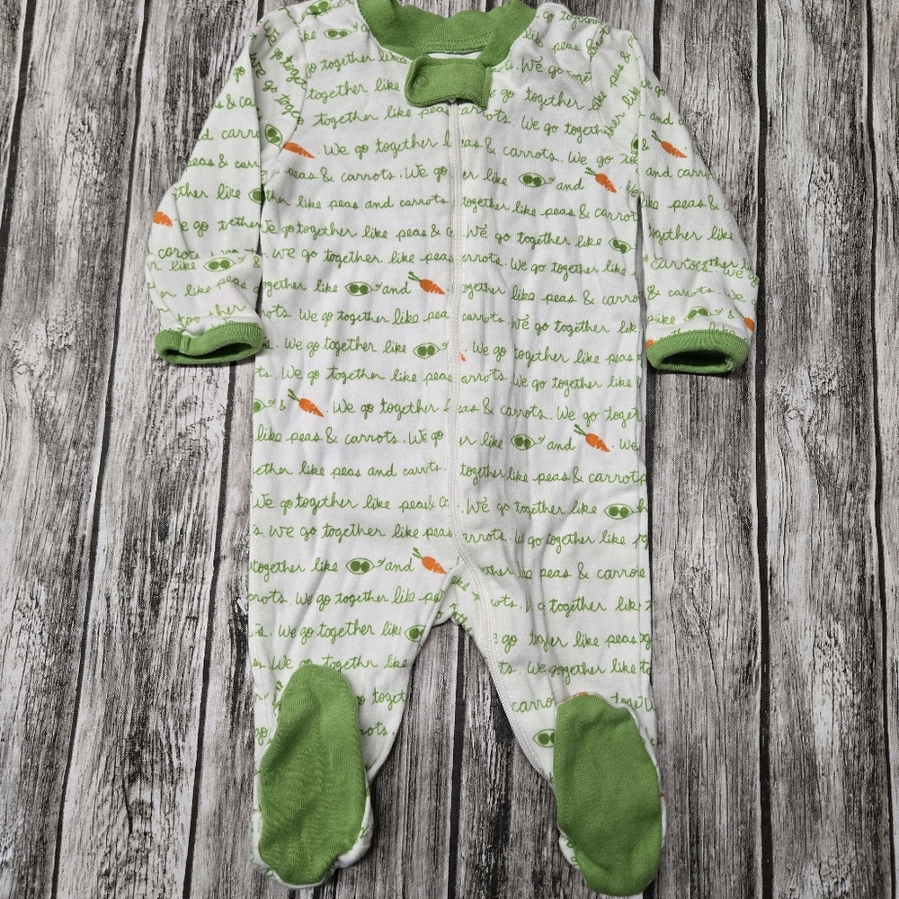 Gymboree white footie with peas and carrots